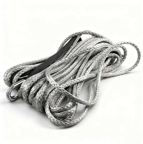 TIOMIOSEA Synthetisches Windenseil 10mm x 28m, 9299 kg Zugkraft 12-Stränge Mantelseil, Kunststoffseil für Off-Road Seilwinde 4x4 ATVs UTVs SUVs LKWs Camping Boote