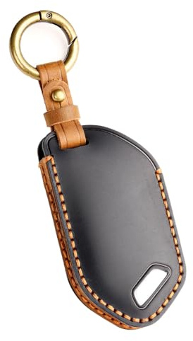Key Fob Cover, Genuine Leather Car Key Fob Case Keyless Entry Remote Key Holder for Smart Remote with 5 Buttons