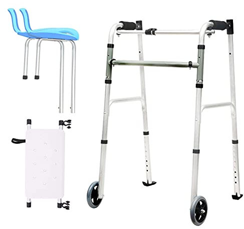 GaRcan Klappbarer Gehhilfe mit 2 Rädern und Armlehnenpolster, leichte, verstellbare Gehhilfe aus Aluminiumlegierung für ältere Menschen mit eingeschränkter Mobilität