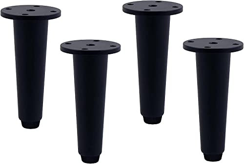 RWRAPS Tischbeine aus Messing, konische Sofabeine, Couchtischbeine aus Metall, 4er-Set, für Stühle, Schreibtische, Bücherregal, Kommode, Sofas, mit Schrauben (Gold, 18 cm) (Schwarz 20 cm)