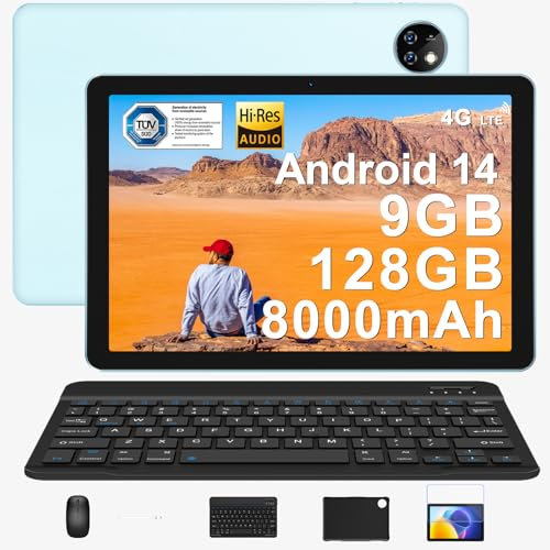 DOOGEE T10W Android 14 Tablet 10 Zoll, Tablet mit Tastatur +Case+ Stift + Maus, 9GB RAM +128GB ROM (1TB TF), 8000mAh, Tablets LTE, 4G Dual SIM Android Tablets/OTG/GPS/Widevine L1