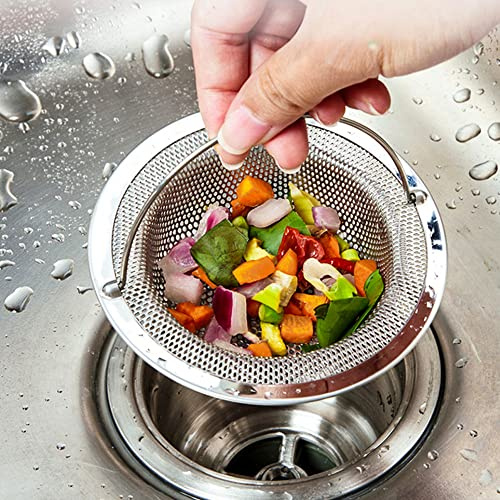 1 Stück Abflusssieb Küchenspüle, Sieb für Spülbecken mit Griff | Spülbecken Sieb, Edelstahl Abflusssieb für Küche Dusche und Waschbecken, Verhindert Abflussverstopfung (11 x 8 x 2 cm)