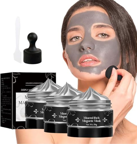 Mineralienreiche Magnetische Maske, 50g Blackhead Remover Poren Reinigungsmaske Meeresschlamm, Gesichtsmaske Clear-Up Strips Für Pickel Mitesser und Nagelhaut Ölkontrolle Haut befeuchten (3PC)