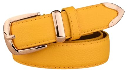 YIMAIWLX gürtel Damen Mode Frauen Ledergürtel Goldene Schnalle Beste Passende Kleidungsjeansgürtel Für Dame-gelb-105 cm