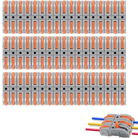 50 PCS Electrical Connectors, Compact Wire Connectors for Quick Splicing, Terminal Blocks for AWG 28-12 Solid Stranded Wire, Durable and Versatile Inline Connectors for Power and Data Applications