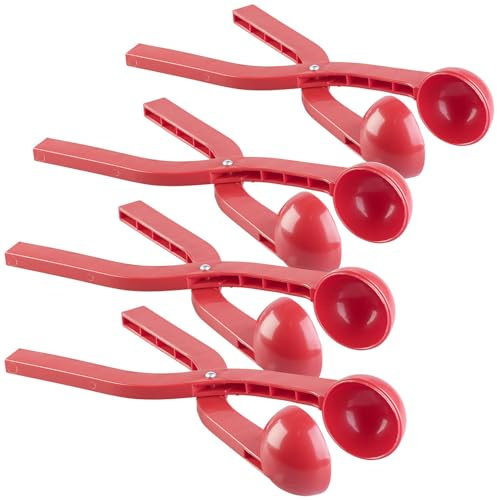 infactory Winterspielzeug: 4er-Set Profi-Schneeballzange für Schneebälle mit Ø 7 cm, rot (Schneeballmacher, Schneeballpresse, Schnee)