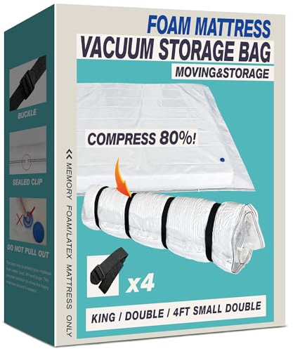 Oumaru Mattress Vacuum Bag for Moving, Vacuum Seal Bag for Memory Foam or Latex Mattress, Mattress Compression, Storage for Returns, and Moving (King/Double 4ft Small Double)
