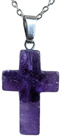 TENET - Pendentif en forme de croix en pierre naturelle dure avec chaînette en acier, x, Acier inoxydable