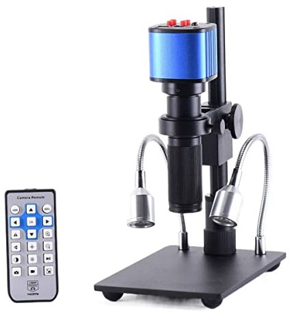 Lab Microscope Accessories 1080p 16MP HDMI USB Industrial Electronic Digital Microscope Camera MINI Stand 150x Lens(Blue)