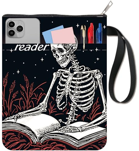 craspire Housse de Protection pour Livre en Forme de Tête de Mort 11x8.7(5) cm Double Face Squelette Humain Réutilisable pour Livres de Poche Souples Couverture Rigide Carnet de Notes Manuels