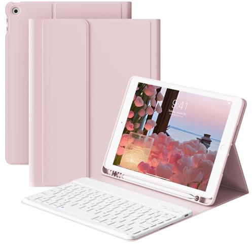 ZOPSGYU for iPad 9th/8th/7th Gen Case Keyboard 10.2, Ergonomic, Pink | Eco-friendly Leather+Silicone Cover, Magnetic Bluetooth Keyboard. Anti-Drop Protection, Adjustable Angles & Pencil Holder