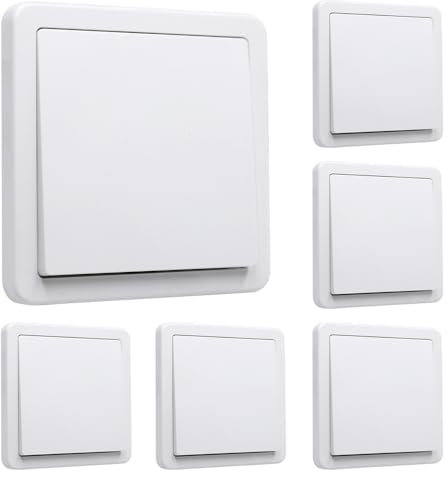 GOIYZTTR 6 Piezas Interruptores de Encendido/Apagado Empotrados, Interruptor de Pared Blanco 250V 10A Estándar Europeo Universal(84 * 84cm)