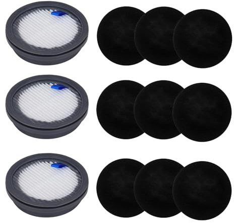 Taicols 3 Stück HEPA-Filter mit 9 Schwämme, HEPA Ersatzfilter Zubehör, Kompatibel Afoddon A200Pro/A200/C10A/C10G NEQUARE S12, S25, S26, S25Pro Serie schnurlose Staubsauger