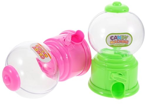 Didiseaon Mini Candy Dispenser Machine for Kids 2pcs Set (pink Green) Automatic Gumball and Bubble Treat Vending Toy for Children’s Reward and Party Use