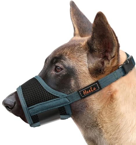 HEELE Hund Munkorg Mesh Andas Munkorgar för Hund med Justerbar Loop för Stor Hundar, Mörkgrön, XL