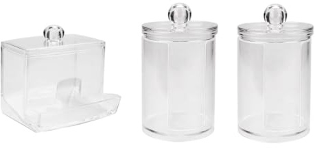 HAMPPLIES Transparente Zufälliger für Wohnzimmer für Badezimmer Staubdicht und Runde Aufbewahrungsbox mit Schutzdeckel aus Ps 3 Stück Stil Wattepads