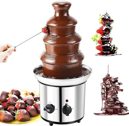 Chokladfontän, kommersiell chokladfontän, 4 nivåer varm choklad fontän, fontänmaskin, stor storlek rostfritt stål chokladfontän, set för fest, bröllop