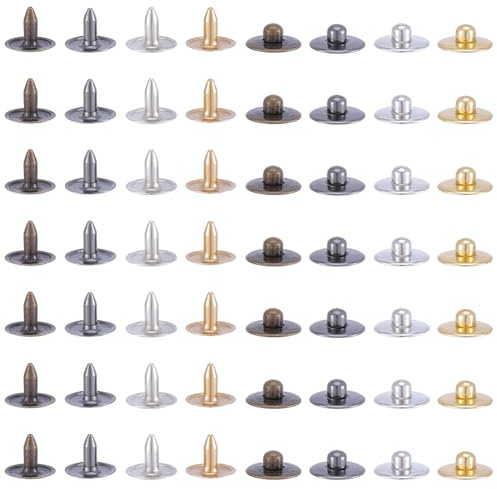 WEBEEDY 120 Ensembles de Rivets en Laiton Massif pour Jeans 4 couleurs 9.5mm Rivets Ronds pour Réparation de Jeans DIY Boutons Rapides en Métal de Remplacement pour Sacs en Cuir Projets DIY