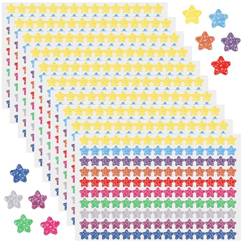 1 500 stycken glitter stjärnklistermärken, 10 färger 1 cm självhäftande stjärnklistermärken mini flerfärgade stjärnklistermärken för lärare kalender, scrapbooking beteendediagram