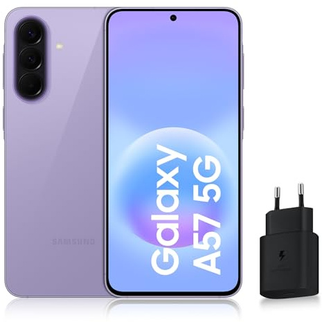 Samsung Galaxy A57 5G, Smartphone Android 5G avec l'IA Accessible à Tous, 256 Go, RAM 8 Go, Chargeur Secteur Rapide 25W Inclus, Smartphone déverrouillé, Lavande, Version FR