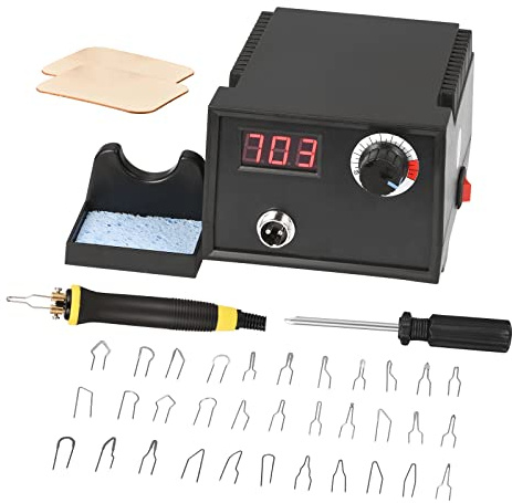 Pyrographie Gerät Holzbrenner Set, 35-700°C Temperatur einstellbar mit 33 Brennspitzen, Digitalanzeige für Holz Leder Kürbis DIY Kunsthandwerk