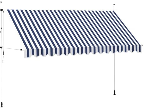 vidaXL Einziehbare Markise Handbetrieben 400 cm Blau/Weiß Gestreift