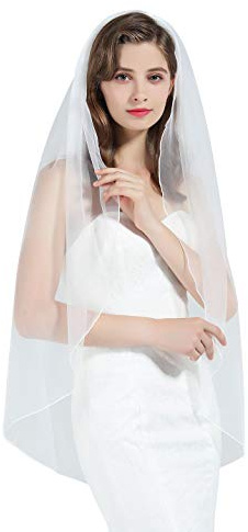 BEAUTELICATE Schleier Brautschleier Braut Hochzeit Softtüll Weiß Ivory Lang Kurz Ellbogenlang Mit Metall Kamm 1 Schicht V89- Walzer länge:140cm, Elfenbein