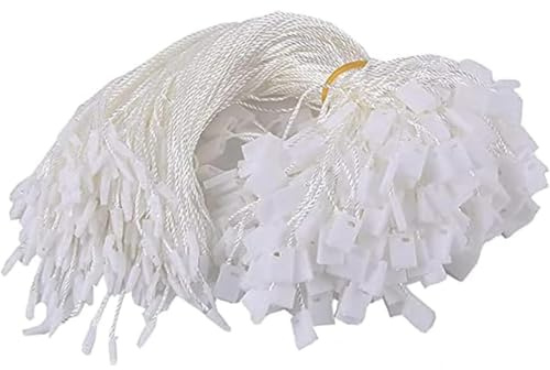Nylonschnur für Hängeetiketten, 200 Stück, Einwegartikel, schwarz, mit Schnappverschluss, für Kleidung, Markenetikett, Preis (weiß)