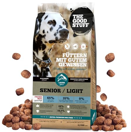 The GOODSTUFF Lachs (Senior/Adult Light) 2,5 kg | Getreidefreies Hundetrockenfutter mit frischem Lachs | Für Hunde mit wenig Aktivität | Hundefutter trocken | Super-Premium Trockenfutter für Hunde