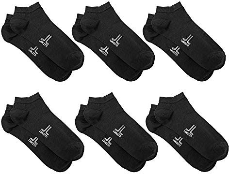 LANCETTI - 6 Paia Calzini Corti Sneaker per Uomo o Donna, Fantasmini in Cotone Filo di Scozia, Nero, 43-46