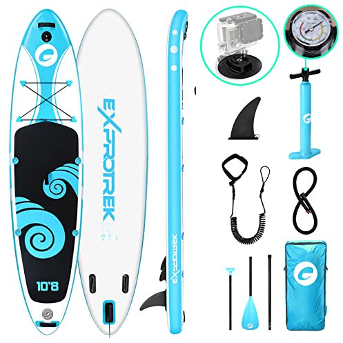 Exprotrek Stand Up Paddling Board, aufblasbares SUP Board, Stand Up Paddle Board Set, 6 Zoll dick für mit Paddel und komplettem Zubehör, 200KG MAX
