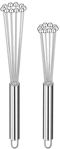 2 Stücke Edelstahl Ball Schneebesen Draht Ei Schneebesen Set Küche Schneebesen zum Kochen, Mischen, Schneebesen, Schlagen, Rühren (10 Zoll and 12 Zoll)