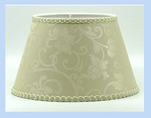 Paolo Rossi Paralume Copri lume Classico in Tessuto Damascato Avorio con rifinitura - produzione propria - Made in Italy (Impero, cm 18)