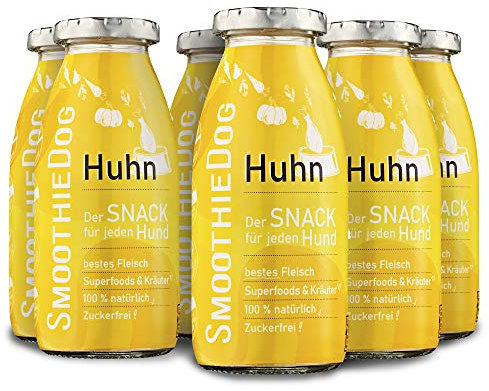 SmoothieDog Hundesmoothie 6er Huhn - Flüssiges Hundeleckerli - Zucker- & glutenfrei - je 250ml