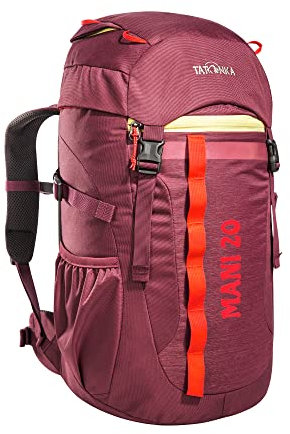 Tatonka Kinderrucksack Mani 20L - Rucksack für Mädchen und Jungen ab 10 Jahren - Inklusive Sitzkissen und mit Reflektoren für gute Sichtbarkeit - Aus recycelten Materialien - 20 Liter (bordeaux red)