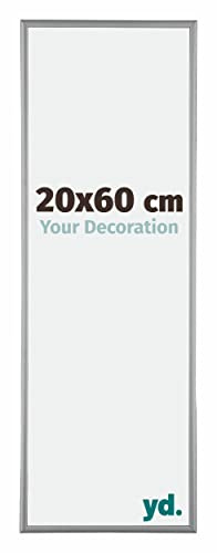 yd. Your Decoration - Bilderrahmen 20x60 cm - Platin - Bilderrahmen aus Aluminium mit Acrylglas - Antireflex - 20x60 Rahmen - Kent