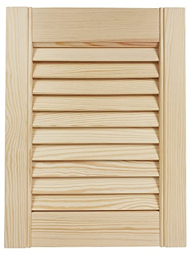 DecoMeister Porte a Lamelle in Legno 294x395 mm Confezione da 1 - Porta Lamella Pino Massiccio - Anta per Armadio a Persiana Aperta - Frontali Mobili e Antine per Guardaroba - Legno Naturale Grezzo