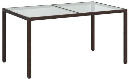 vidaXL Gartentisch Esstisch Terrassentisch Gartenmöbel Balkontisch Outdoor Tisch Außentisch 150x90x75cm Gehärtetes Glas Poly Rattan Braun