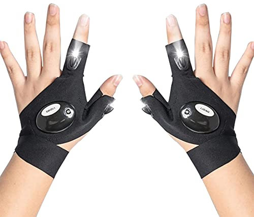 Chen0-super Lampe Poche à Del | 1 Paire lumières Doigt Mains Libres Cadeaux pour Hommes Papa Mari | Gants LED Uniques Cool Tool Gadget Articles pêche pour la pêche Nuit, la Course