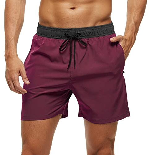 Arcweg Badehose für Herren mit Reißverschlusstasche Atmungsaktiv Wasserabweisend Badeshorts Männer Trainingsshorts Elastisch Verstellbar Mit Tunnelzug Meshfutter