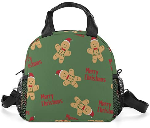 LafalPer Bolsa de Almuerzo Personalizada Bolsa Porta Alimentos para Niños Bolsa Comida de Mujer Moda para Trabajo Escuela Hombre de pan de jengibre de Navidad