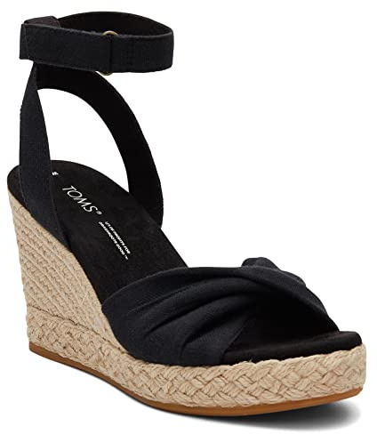 TOMS Damen Marisela Keilsandale, Black Slubby Woven