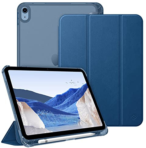 Fintie Hülle für iPad (A16) 11./10. Generation (2025/2022) mit Stifthalter | Für iPad 11/10.9 Zoll, ultradünne, leichte Schutzhülle, Hart-PC Transparente Rückseite, Auto Schlaf/Wach, Blau