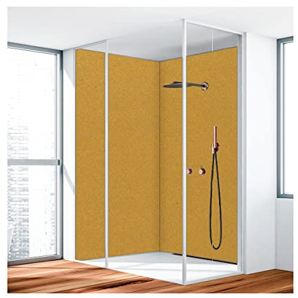 Duschrückwand, Badrückwand, Duschverkleidung, Wandverkleidung aus 3 mm Alu-Verbundplatte, Aluverbund Gold Metallic 799 90x200cm