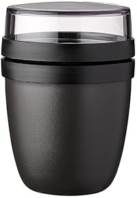 Mepal overnight oat jar - Mini - Practical Yoghurt Cup & Muesli Cup - Separate Compartments for Yoghurt & Muesli - Suitable for Freezer, Microwave & Dishwasher - 300 ml + 120 ml - Nordic Black