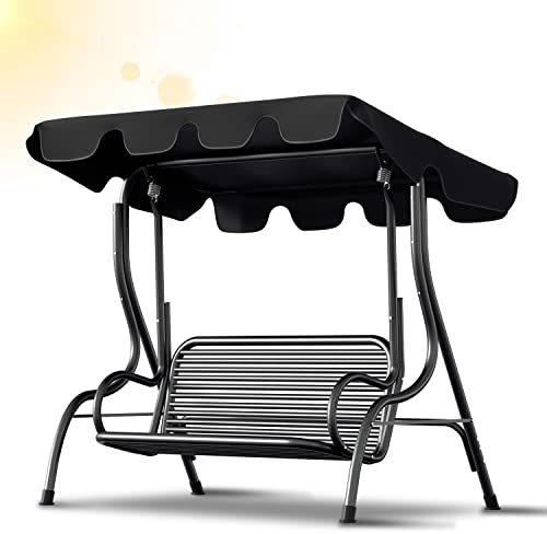 Vigevee Ersatzdach Universal Sonnendach für Hollywoodschaukel UV-Schutz 210x145cm Dach für Gartenschaukel Erastzbezug Anthrazit Dachplane Wasserdichtes für 3-Sitzer