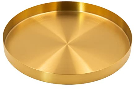 Blümelhuber Deko Tablett Rund - Tablett Deko - Tablett Groß - Rund Tablett Gold - Gold Tablett Metall - Hochzeitsdeko - Weihnachtsdeko