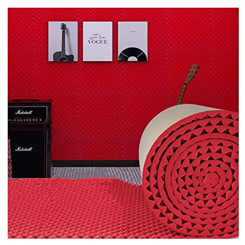 XILYZMO Schallschutzmatte, Selbstklebend Akustik-Paneele, Pyramide Akustik Schaumstoff-Paneele, Schnelle Erholung Schall Schutz Schalldämpfende Polsterung, Für Studio (Farbe : Red-7cm, Größe : 1x5m