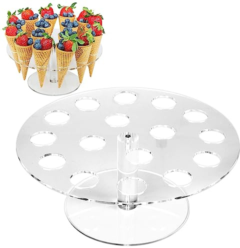 Sitayakuma Support pour Cornet Glace 16 Trous Porte Cornet de Crème Glacée Acrylique Crème Glacée Cône Rack pour Le Rouleau de sushis Le cône de Popcorn