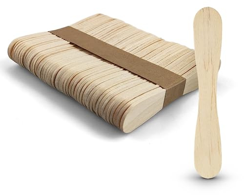 Netuno 60 x Bastelstäbchen 9,4 cm Natur flach aus Holz zum Basteln Dekorieren Handwerk DIY kreative Projekte Holzstäbchen